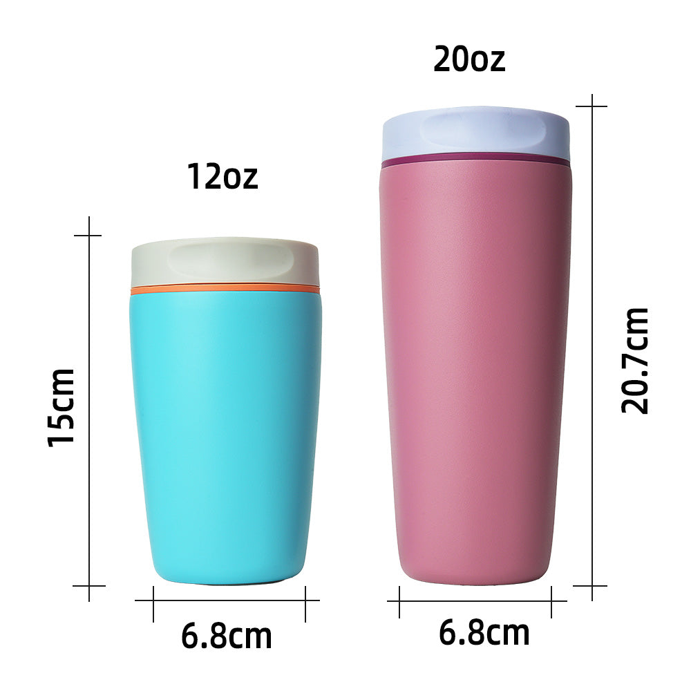 Custom Logo 20oz Stainless Steel Vacuum Insulated Thermos Leak Proof Double Wall Eco Friendly BPA Free with Sliding Lid