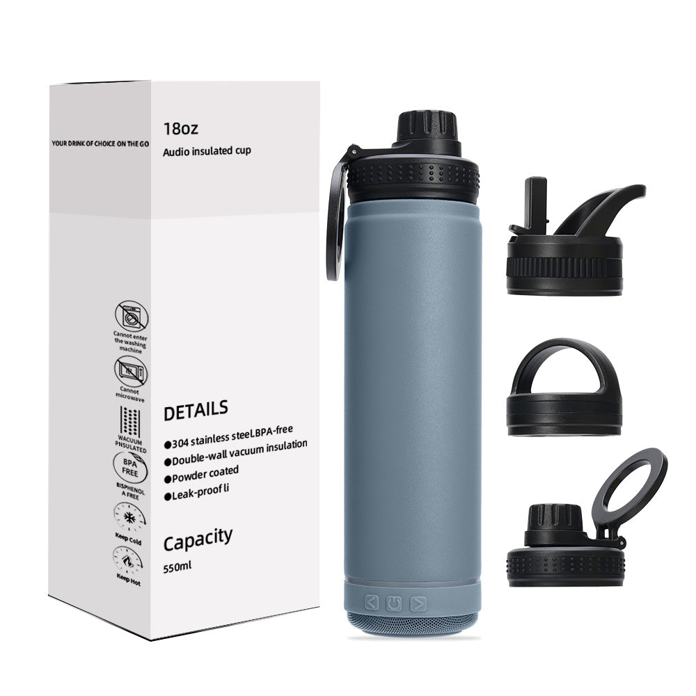18oz Stainless Steel USB Wireless Music Water Bottle
