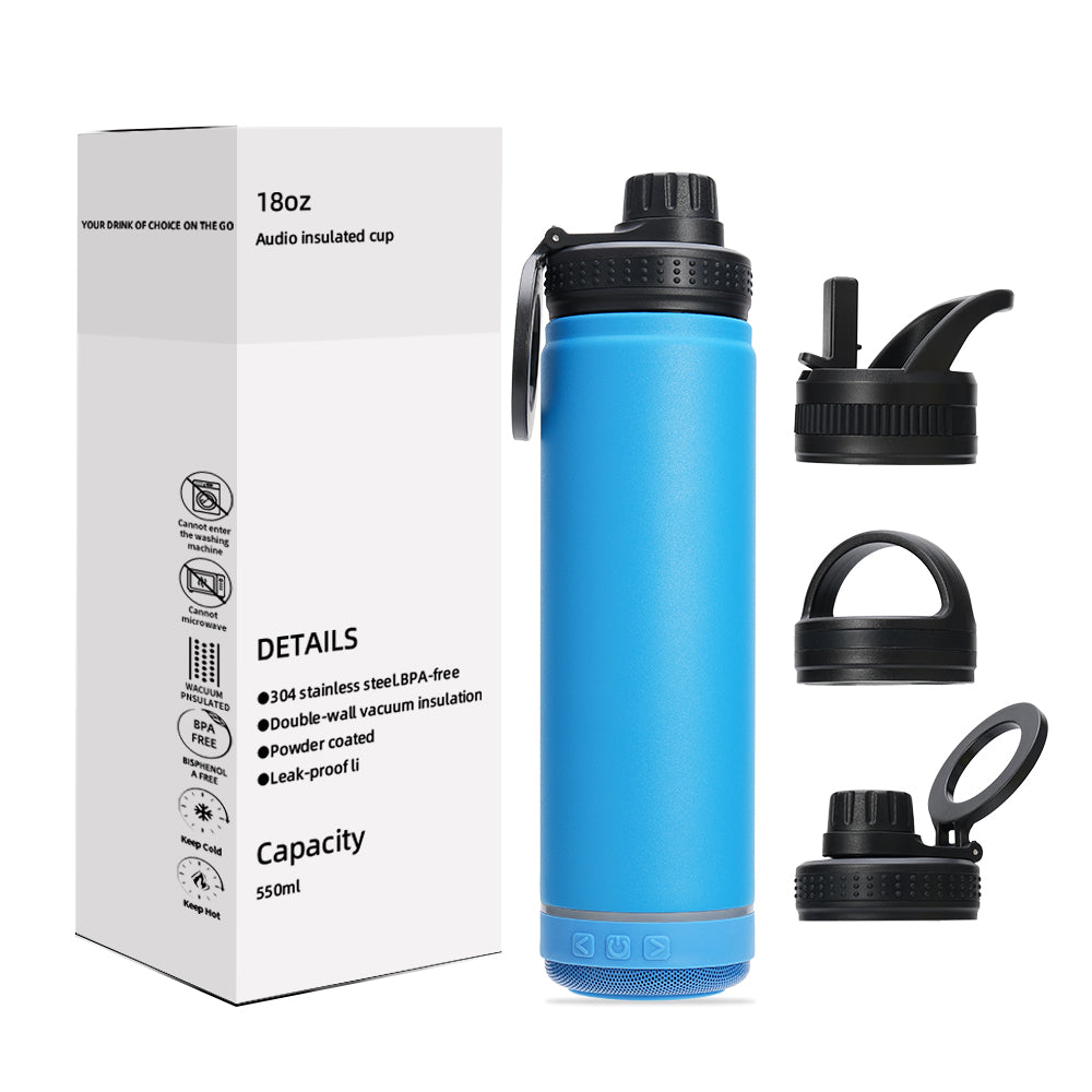 18oz Stainless Steel USB Wireless Music Water Bottle