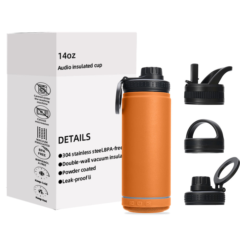 14oz Stainless Steel USB Wireless Music Water Bottle