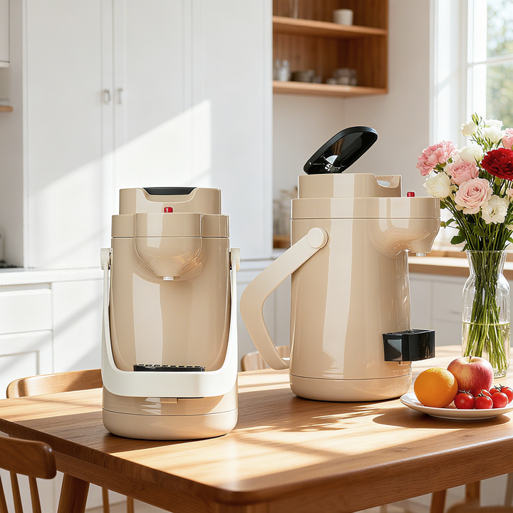 1.0L Stainless Steel Coffee Airpot Thermal Carafe Dispenser Pump with 12 to 24 Hours Vacuum Insulation for Boiling Water Safe