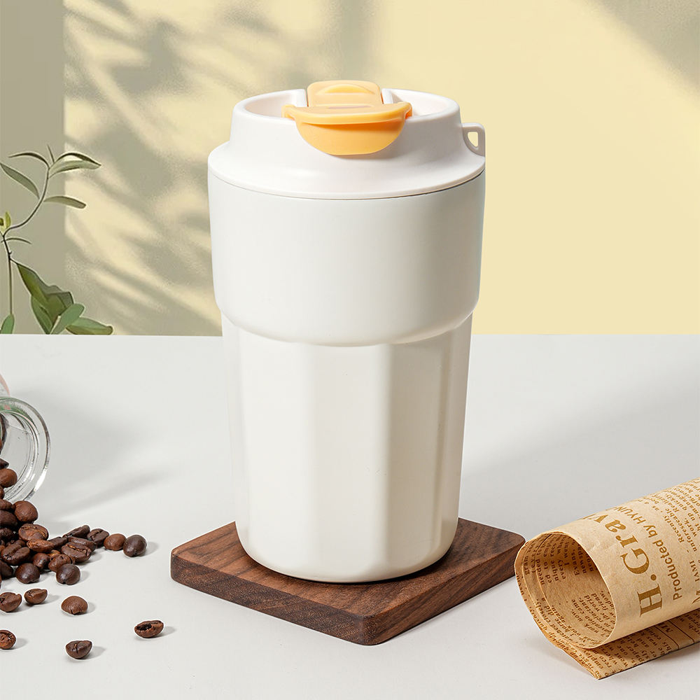 Custom Logo Water Bottle Chic Insulated Ceramic Inner 400ml Thermal Bottle Leak Proof Reusable Coffee Tumbler