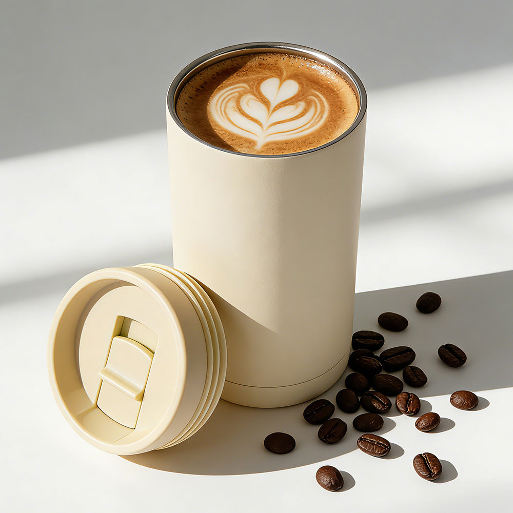With a classic, customizable design, this 16oz/18oz double wall stainless steel coffee tumbler comes with a leak-proof lid to keep drinks hot or cold