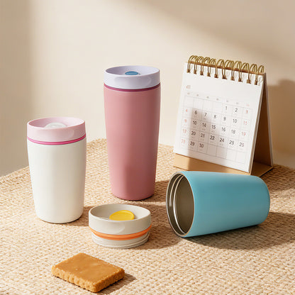 Custom Logo 20oz Stainless Steel Vacuum Insulated Thermos Leak Proof Double Wall Eco Friendly BPA Free with Sliding Lid
