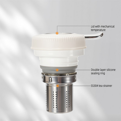 1.5L Glass Lined Stainless Steel Vacuum Thermos with Mechanical Temperature Measurement and Tea Strainer