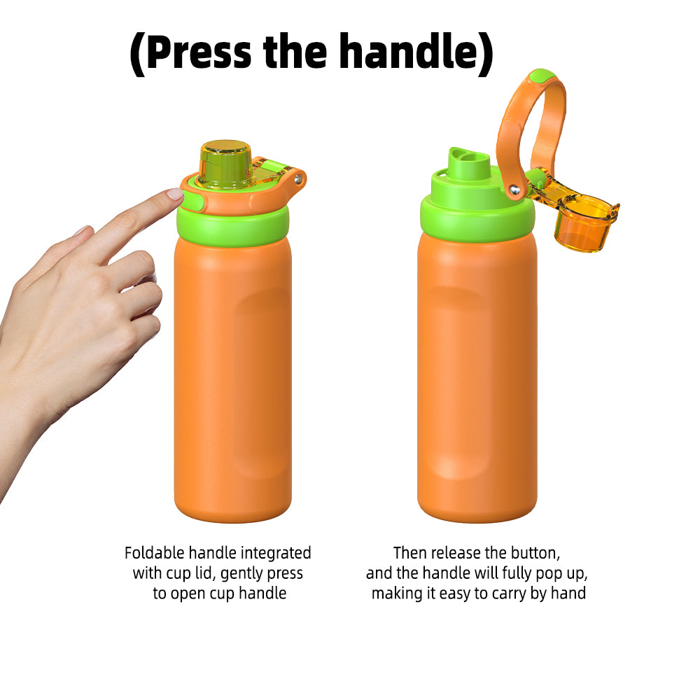 500ml Custom Colors Arrival Stainless Steel Cute Office Cup Tumbler with Handle and Straw for 12-24 Hours Thermal Insulation