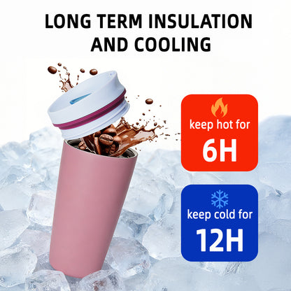 Custom Logo 20oz Stainless Steel Vacuum Insulated Thermos Leak Proof Double Wall Eco Friendly BPA Free with Sliding Lid