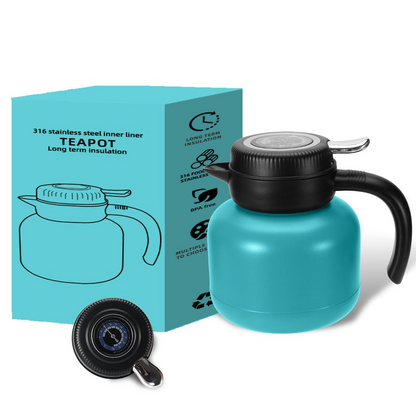 1.5L Glass Lined Stainless Steel Vacuum Thermos with Mechanical Temperature Measurement and Tea Strainer