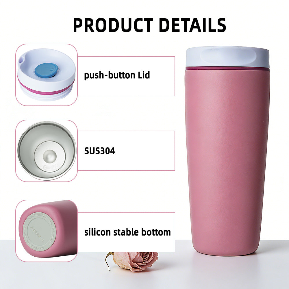 Custom Logo 20oz Stainless Steel Vacuum Insulated Thermos Leak Proof Double Wall Eco Friendly BPA Free with Sliding Lid