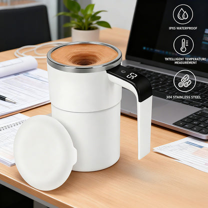380 ml Stainless Steel Vacuum Insulated Tumbler with Temperature Control and Magnetic Automatic Shaker, Portable Design for Home and Outdoor Use