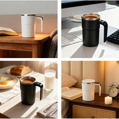 380 ml Stainless Steel Vacuum Insulated Tumbler with Temperature Control and Magnetic Automatic Shaker, Portable Design for Home and Outdoor Use