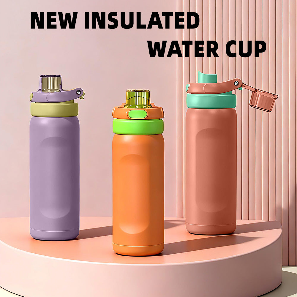 500ml Custom Colors Arrival Stainless Steel Cute Office Cup Tumbler with Handle and Straw for 12-24 Hours Thermal Insulation