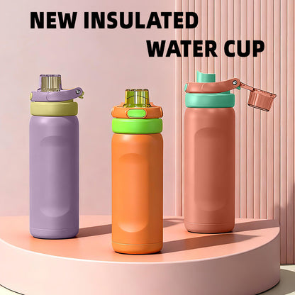 500ml Custom Colors Arrival Stainless Steel Cute Office Cup Tumbler with Handle and Straw for 12-24 Hours Thermal Insulation