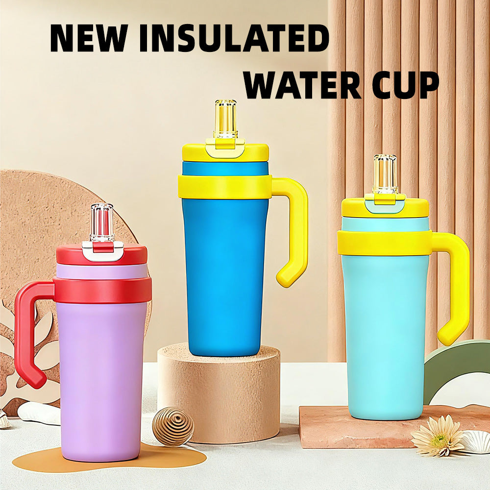 BPA-Free 40oz Stainless Steel Travel Mug with Custom Logo, Collapsible Handle, Vacuum Insulation, and 2-in-1 Lid for Sip or Straw Use