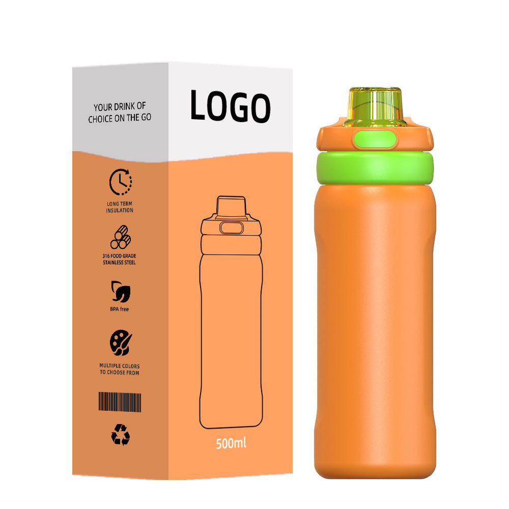 500ml Custom Colors Arrival Stainless Steel Cute Office Cup Tumbler with Handle and Straw for 12-24 Hours Thermal Insulation