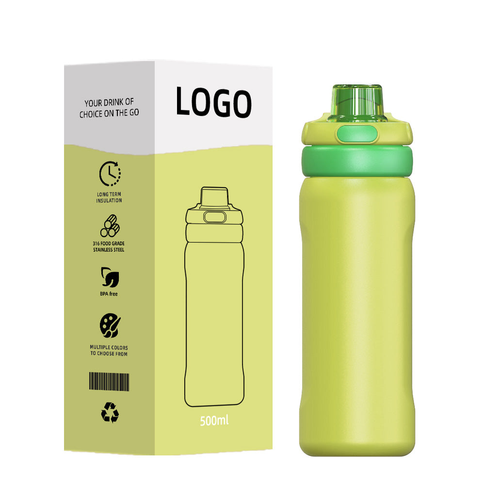 500ml Custom Colors Arrival Stainless Steel Cute Office Cup Tumbler with Handle and Straw for 12-24 Hours Thermal Insulation