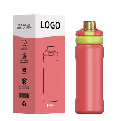 500ml Custom Colors Arrival Stainless Steel Cute Office Cup Tumbler with Handle and Straw for 12-24 Hours Thermal Insulation