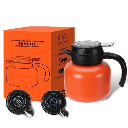 1.5L Glass Lined Stainless Steel Vacuum Thermos with Mechanical Temperature Measurement and Tea Strainer