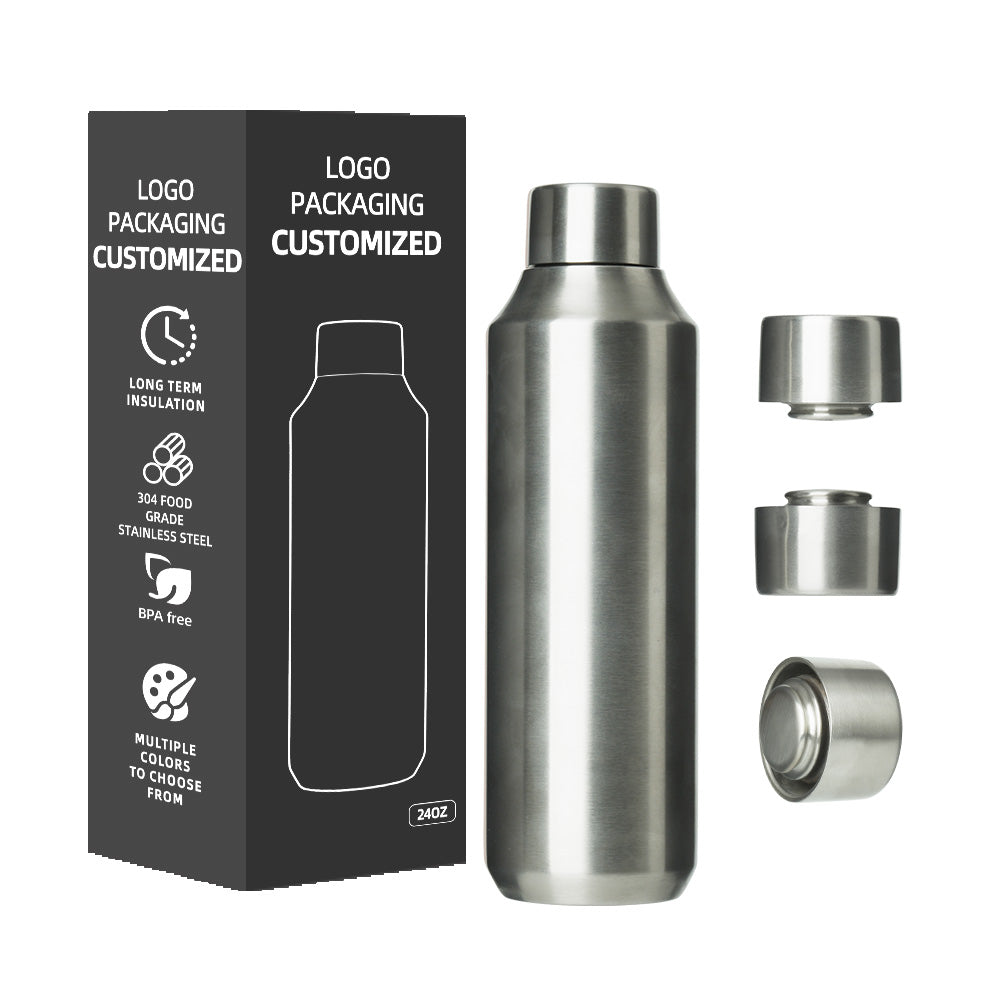 Ideal for sports and gym use, this 16oz/20oz/24oz bottle is made of 304 stainless steel, features a modern design, and offers vacuum insulation for both hot and cold drinks.