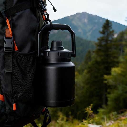 With a classic, customizable design, this 1.2L/1.8L stainless steel vacuum flask tumbler offers 12–24 hours of thermal insulation and a large, easy-grip handle.
