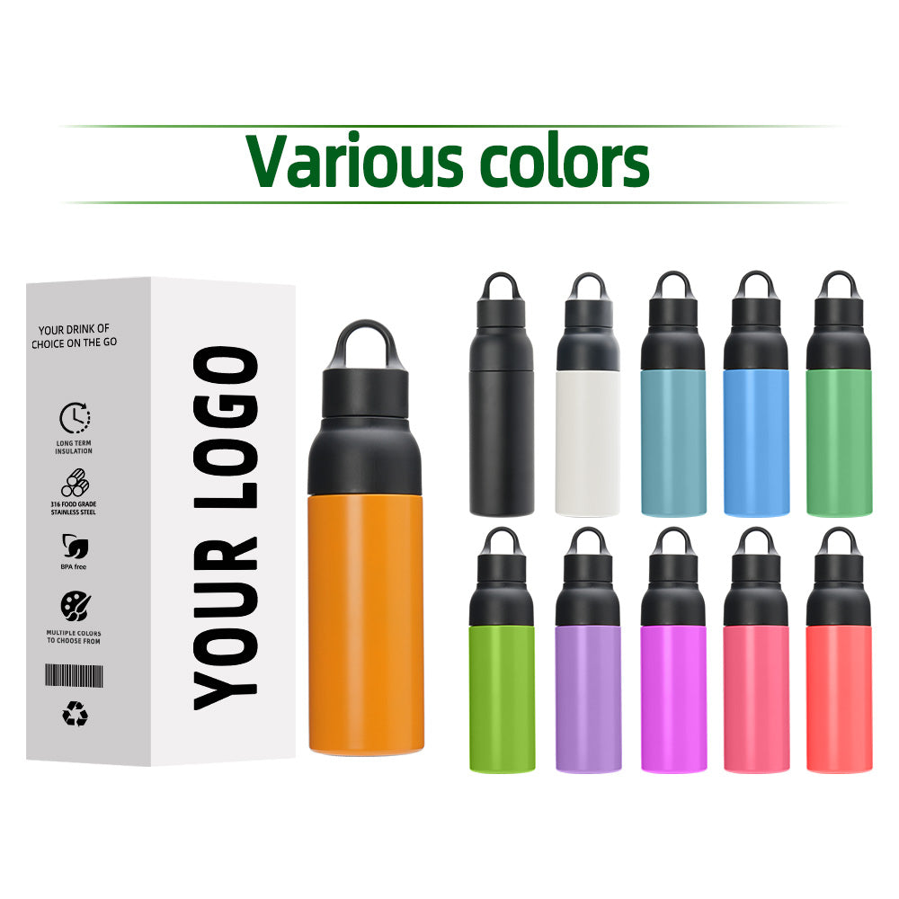 Keep drinks hot or cold with this 16oz eco-friendly stainless steel cup – double wall insulation, vacuum flask construction, lid included, and ready for a back-to-school logo.