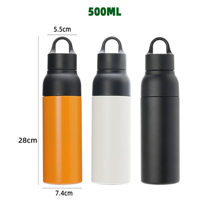 Keep drinks hot or cold with this 16oz eco-friendly stainless steel cup – double wall insulation, vacuum flask construction, lid included, and ready for a back-to-school logo.
